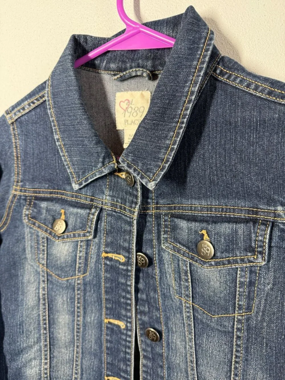 Children's Place Girls Large 10/12 Denim Jacket blue Button Up‎ Jean Coat Cute